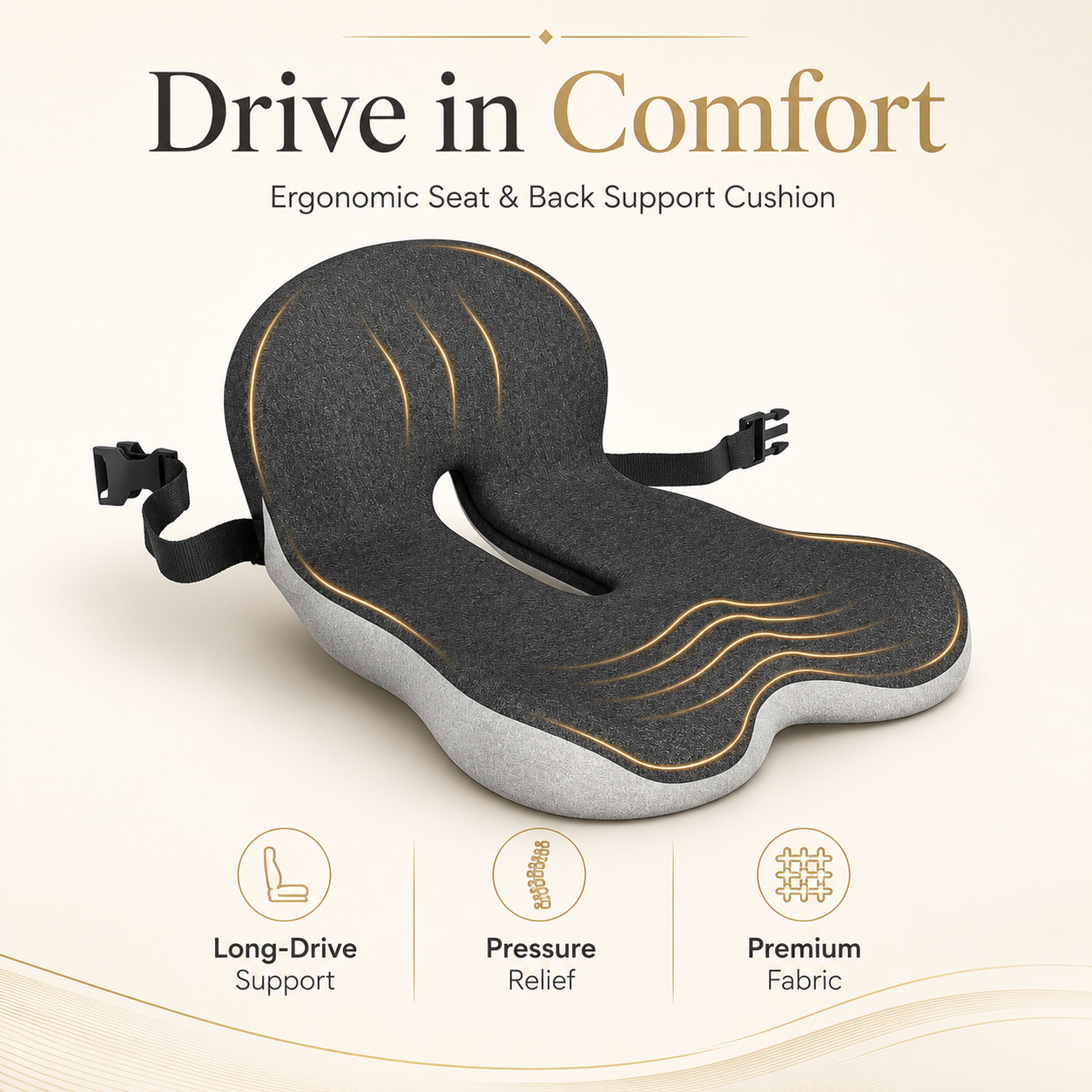 Ergonomic Seat & Back Support Cushion