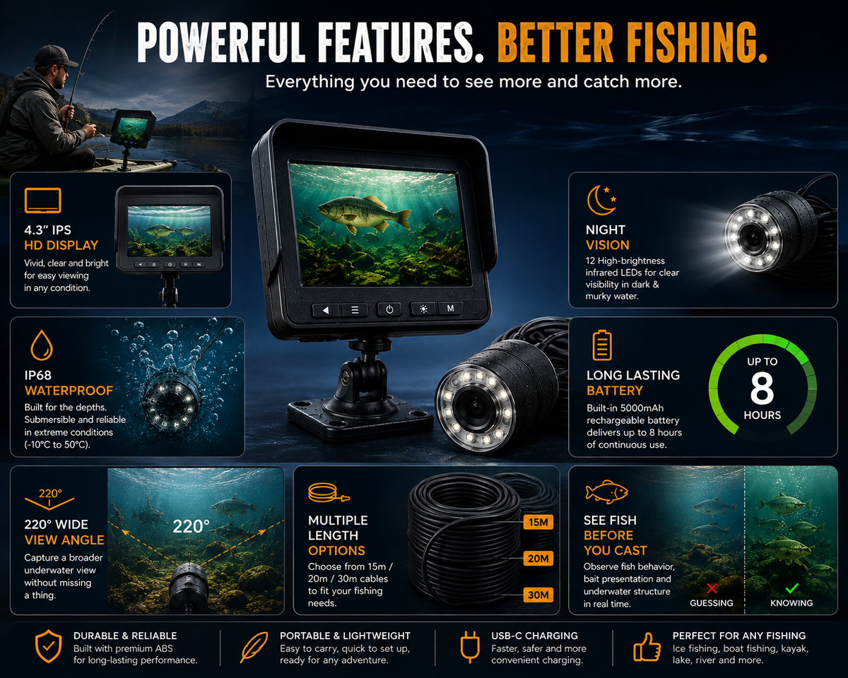 AquaVision HD Wireless Underwater Fishing Camera with Real-Time Wi-Fi Viewing